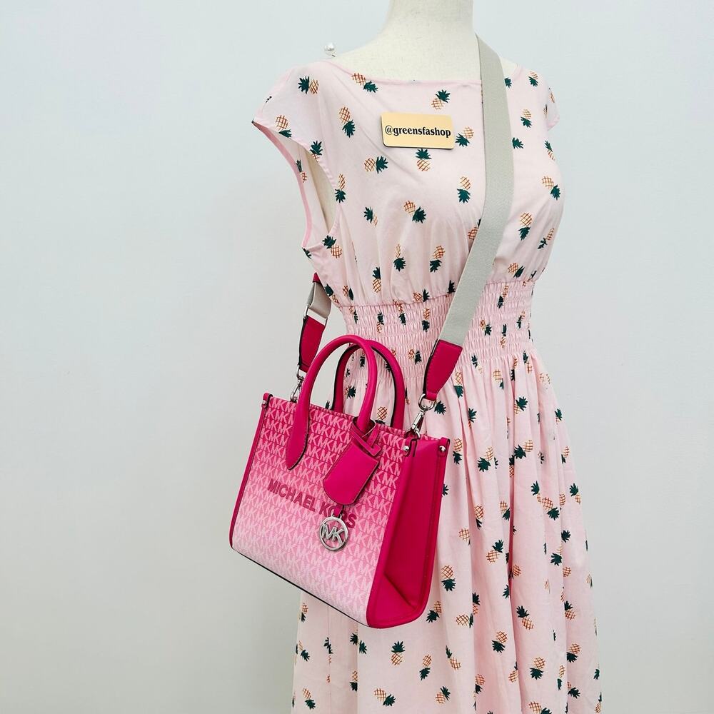 Michael Kors Hot Pink Gradient Signature Crossbody Tote - Picture 11 of 11